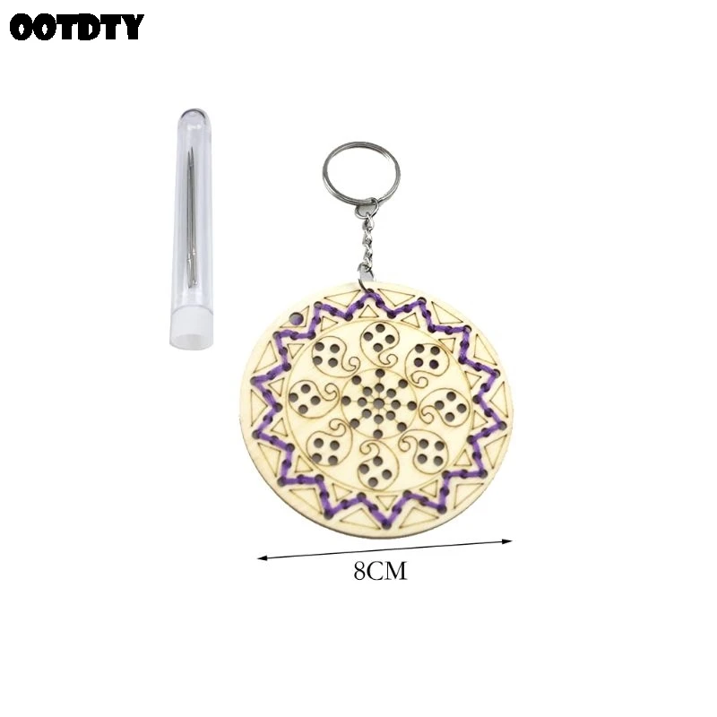 5 шт круглая деревянная вышивка крестиком брелок кольцо с резьбой Сделай Сам