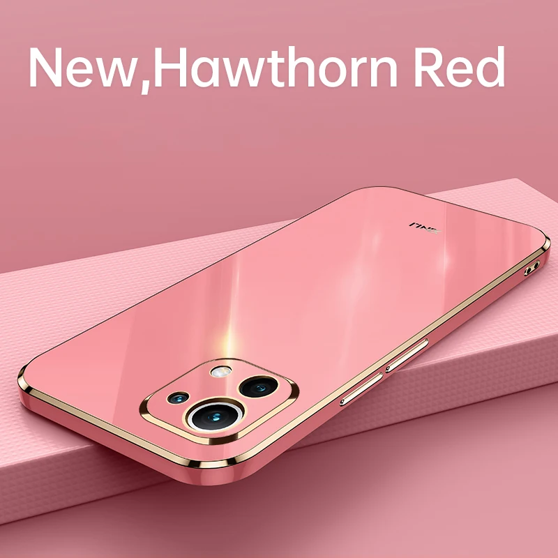 Luxury Plating Square Bumper Phone Case For Xiaomi Mi 11 Lite 5g Mi11 i 11i Girl 11lite 4g Soft Silicone Cover On Xiomi Xiaomi11
