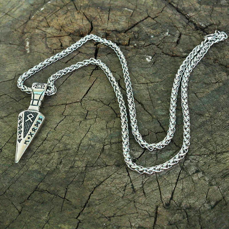 1pcs Norse Viking valknut Triangle arrow rune pendant men Cool necklace stainless steel with viking letter |
