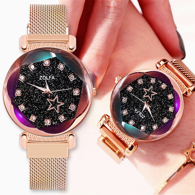 Звездное небо женские часы Роскошные магнитная пряжка алмаз творческая личность