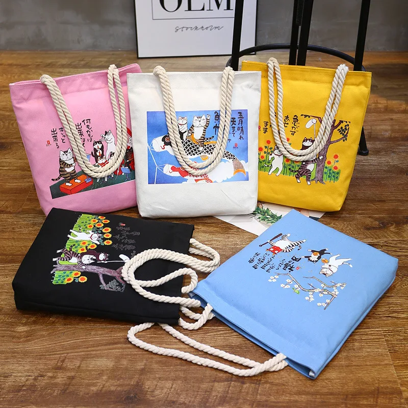 Ручная тканевая сумка для женщин в Корейском стиле простая Холщовая Сумка ins на