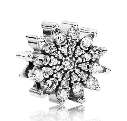 

Genuine 925 Sterling Silver Bead Charm Pave Ice With Full Crystal Beads Fit Women pandora Bracelet & Necklace Diy Jewelry