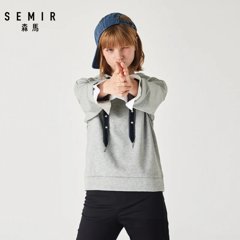 Женский свитер с капюшоном SEMIR свободная толстовка в Корейском стиле из плотного