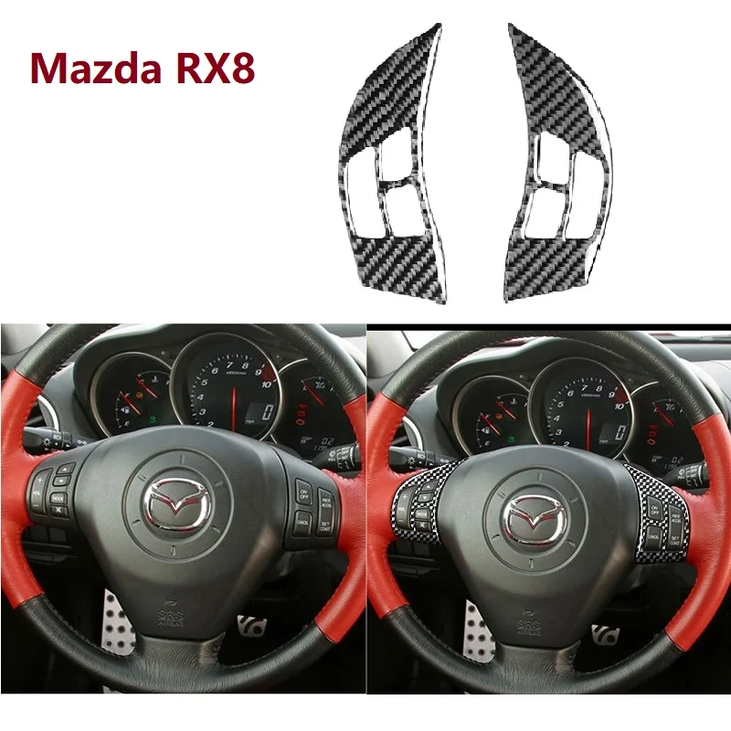 

Fit For Mazda RX8 RX-8 SE3P JM1FE 2004-08 Steering Wheel Accent Button Panel Carbon Fiber Modified Trim Sticker Car Accessories