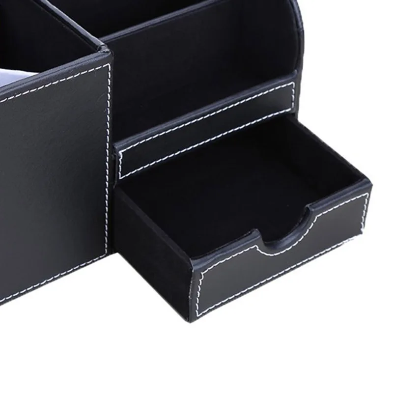 

1pcs PU Leather Multi-function Desk Stationery Organizer Storage Box Pen/Pencil,Cell phone, Business Name Cards Remote Control H