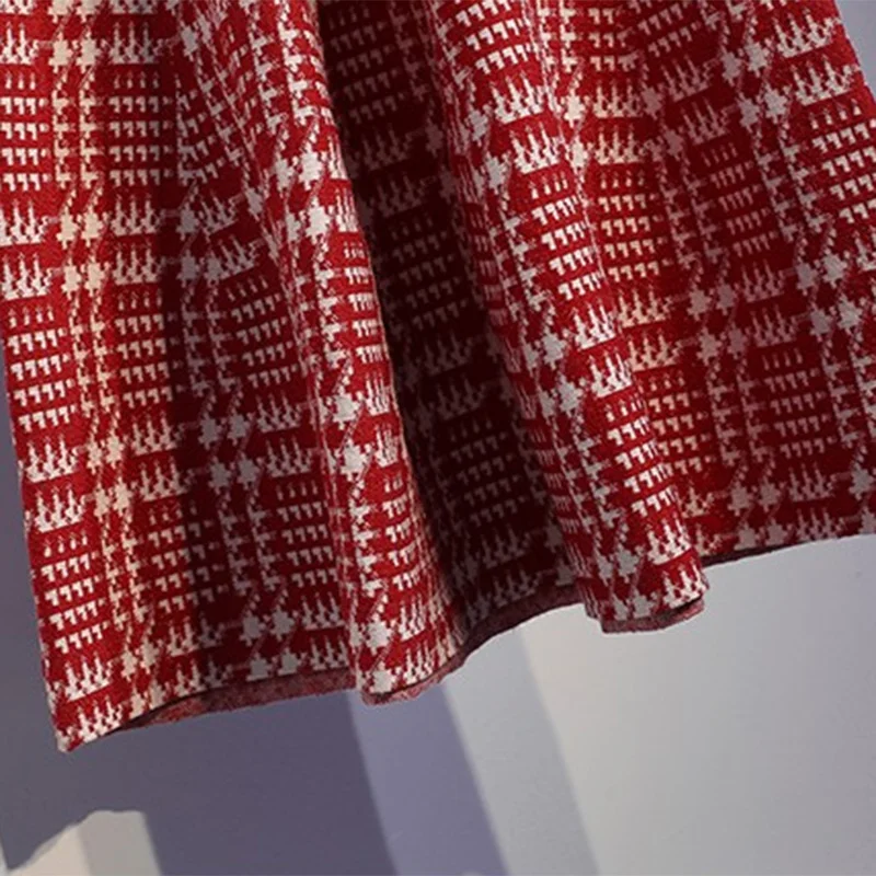 Женское твидовое платье в шотландскую клетку черное или красное элегантное
