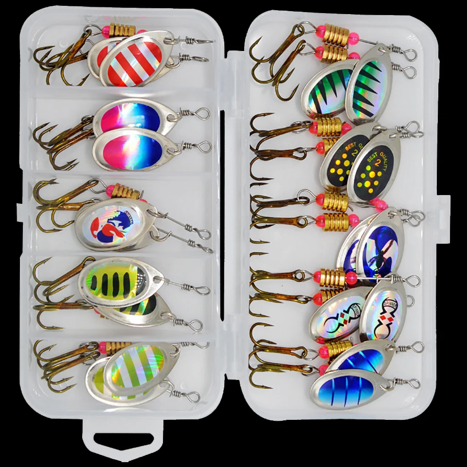 

WALK FISH 4 г блестки набор наживок с коробкой, металлическая приманка, рыболовные приманки, тройные Крючки, Спиннер, искусственная приманка на щ...