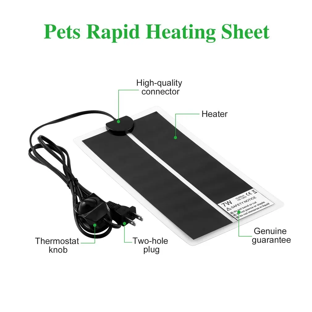 110V 7W Pets Rapid Heating Sheet Reptile Crawler Waterproof Temperature Pad Warmer Mat with Controller |