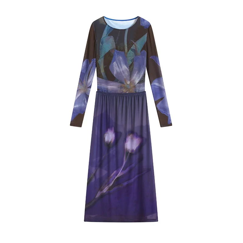 

LANMREM Women Gradient Thin Section T-shirt New Arrivals Round Neck Long Sleeve Fashion Tide Spring And Autumn 2021 2E1662