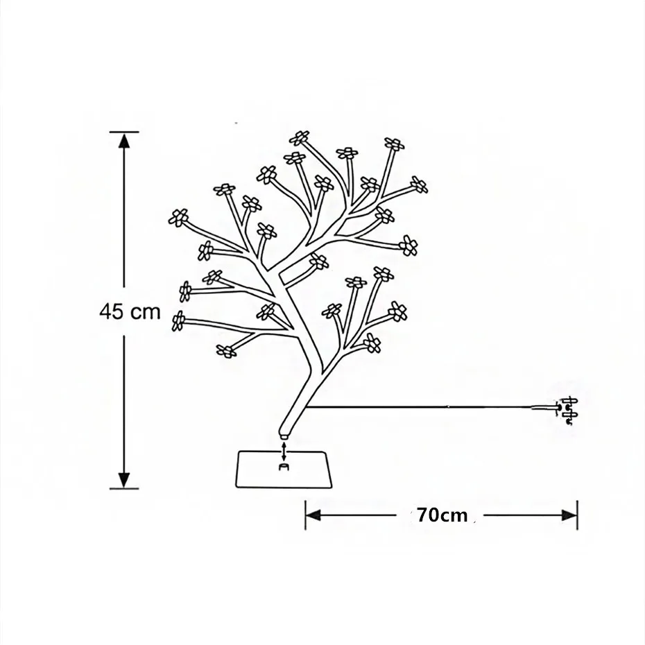 Бонсай цветок дерево огни светодиодный Вишневый Цветочная вставка питание для