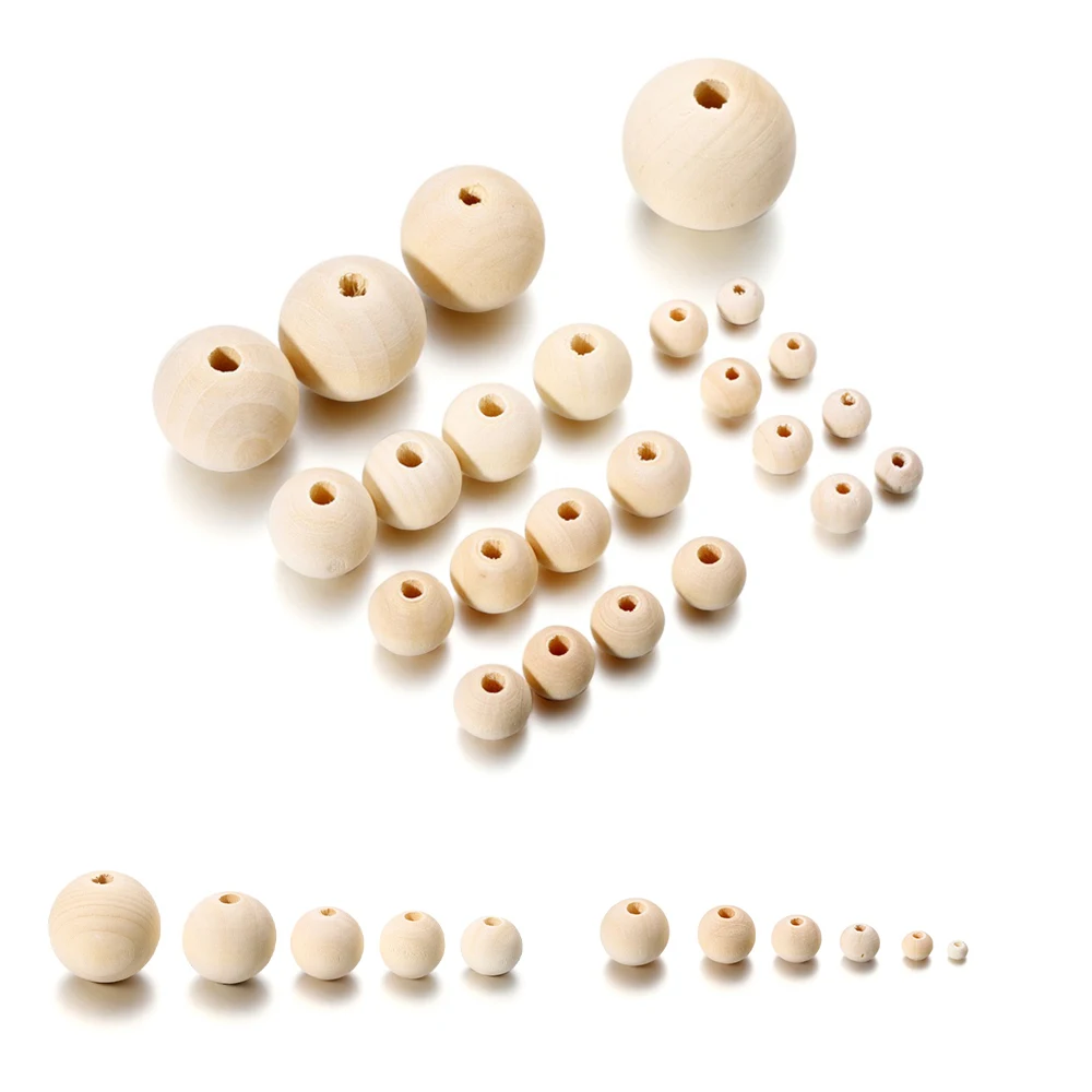 

5-200pcs/lot Round Natural Wooden Beads 4-30mm Loose Spacer Wood Beads For DIY Jewelry Making Bracelet Necklace Accessories