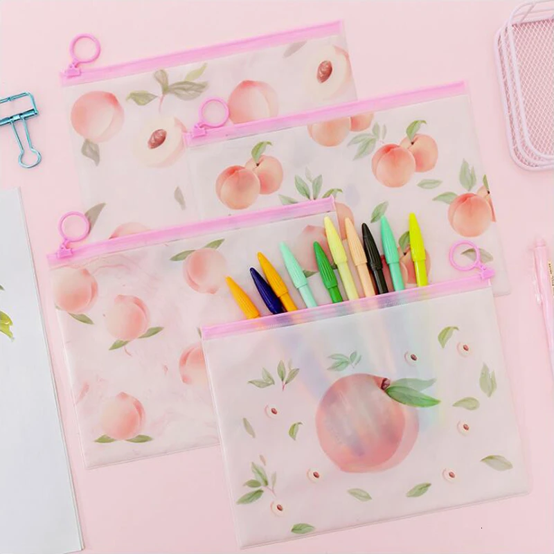 Розовый персиковый пенал чехол для офиса Канцтовары и школьные принадлежности