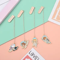 4pc kawaii bunny cat astronaut bookmarks creative metal hollow art exquisite book mark page folder student supplies stationery