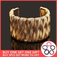 wide cuff geometric braid bracelet bangles for women new alloy open big female bangle fashion jewelry brazalete mujer