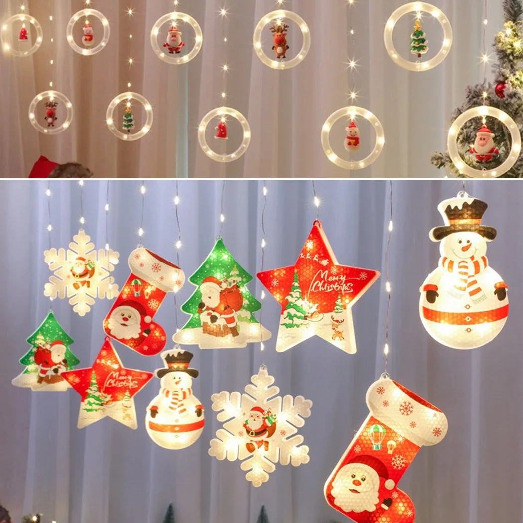 

1 Set Ring Christmas Curtain Light USB Cartoon Modeling Light String Outdoor Garden Branch Home Party Christmas Tree Decoration