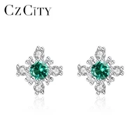 czcity solid 925 sterling silver snowflake drop earrings for women anniversary fine jewelry topaz gemstone brincos gifts se0414