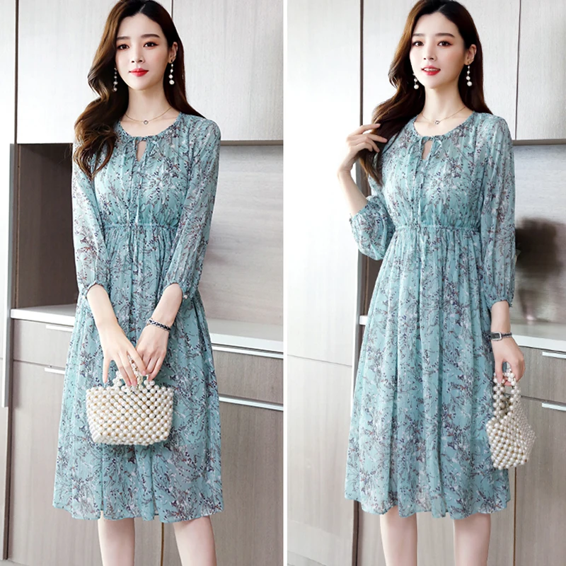 

Women Bodycon Elegant Party Vestido 2021 Spring Vintage Plus Size Pink Sexy Boho Sundress Summer Floral Chiffon Beach Midi Dress