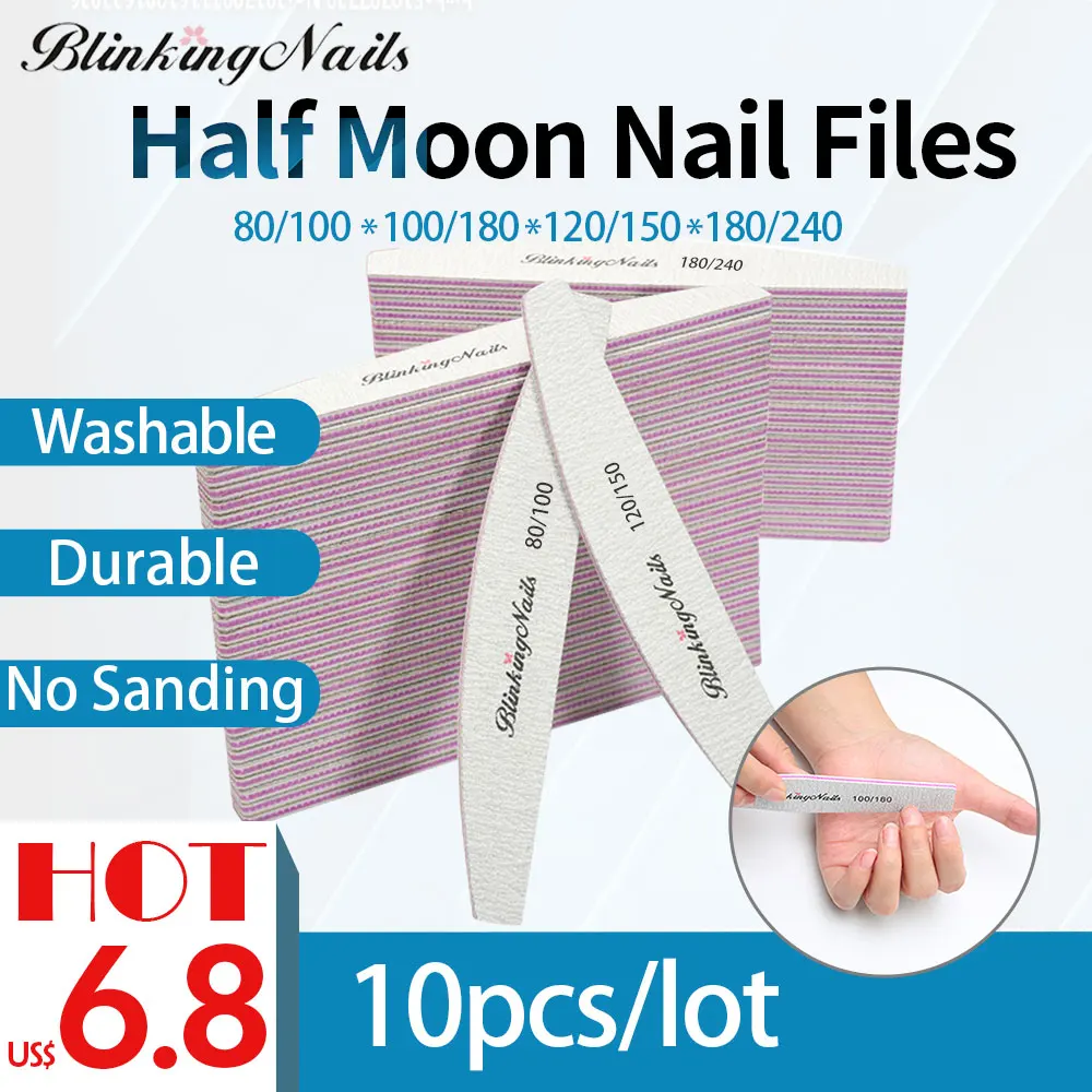 BlinkingNails пилка для ногтей 150/180 для педикюра профессиональные пилки для ногтей 180 240 10 шт пилка для ногтей 100/180 шлифовальных файлов блок 80/100