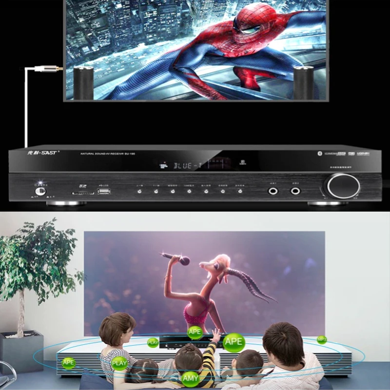 KYYSLB 220V650W SU-190 4,0 Bluetooth усилитель 5,1 Домашний сабвуфер высокой мощности караоке Hifi караоке без потерь цифровой усилитель Ktv