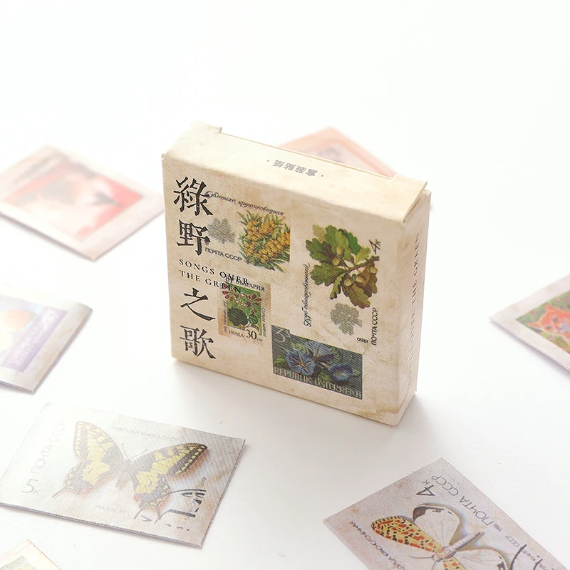 

45Pcs/Box Retro Plant Forest Stamp Decoration Stickers Notebook Scrapbooking Diary Planner Notebook School Stationery Supplies