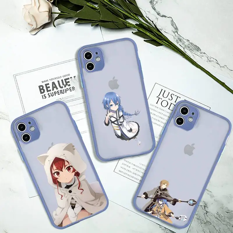

roxy mushoku tensei cute Phone Case for iPhone 13 12 XS 11 pro max mini se2020 7 8 plus X XR color gray matte transparent coque