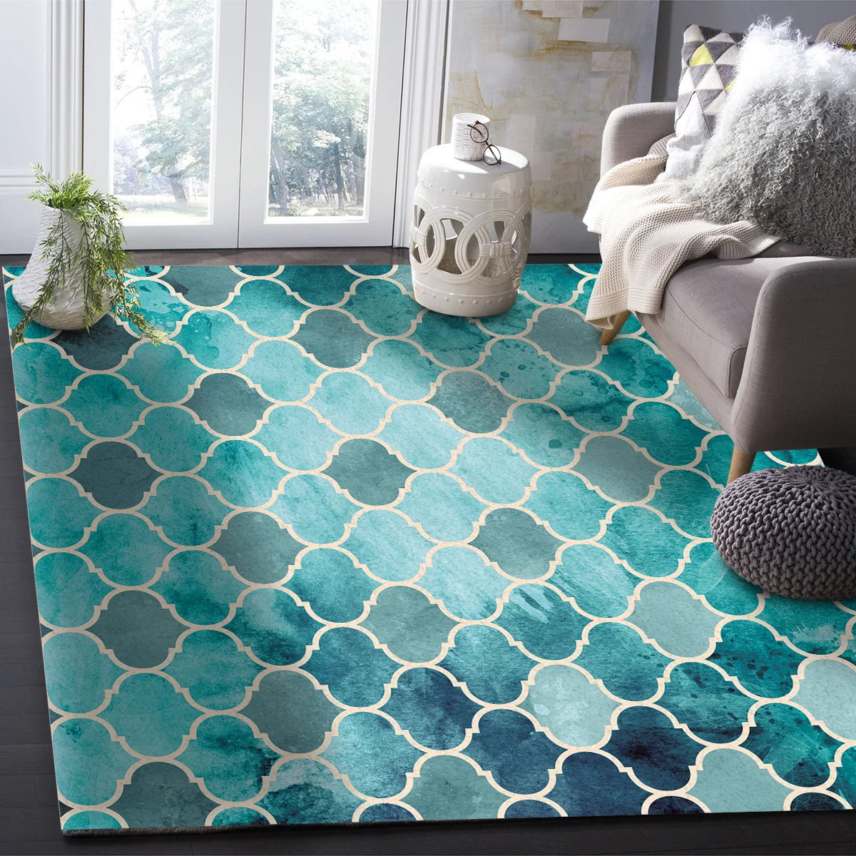 Марокканская зеленая Геометрическая искусственная кожа для гостиной спальни