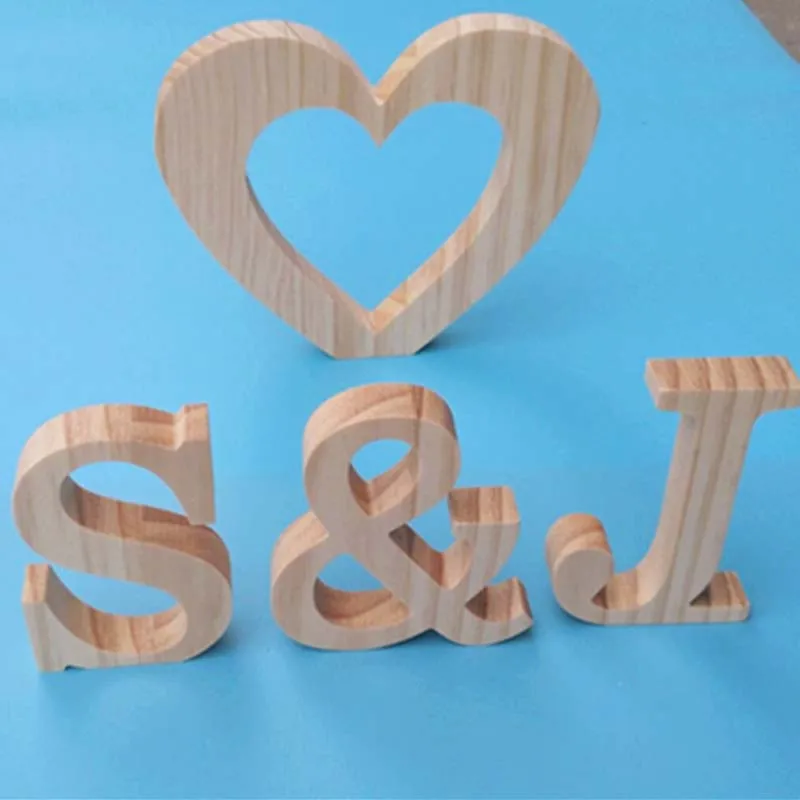 

15-40cm Crude Wood Color Solid Wood English Letters Numbers Ornaments Home Restaurant Bar Coffee Wedding Decoration Photo Props