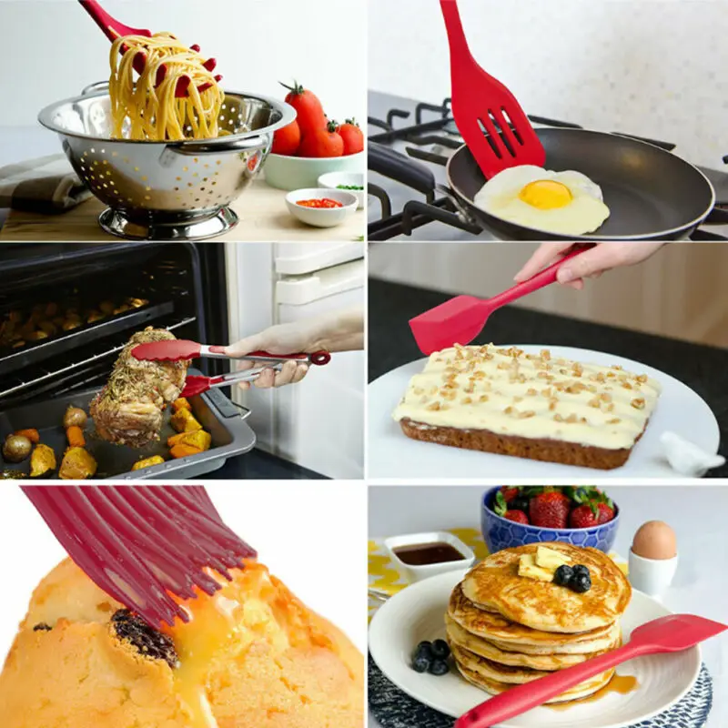 

Silicone Kitchen Utensils Set Non-Stick Cooking Utensils Spoon Spatula Ladle Egg Beater Cooking Tools Gadgets 10pcs