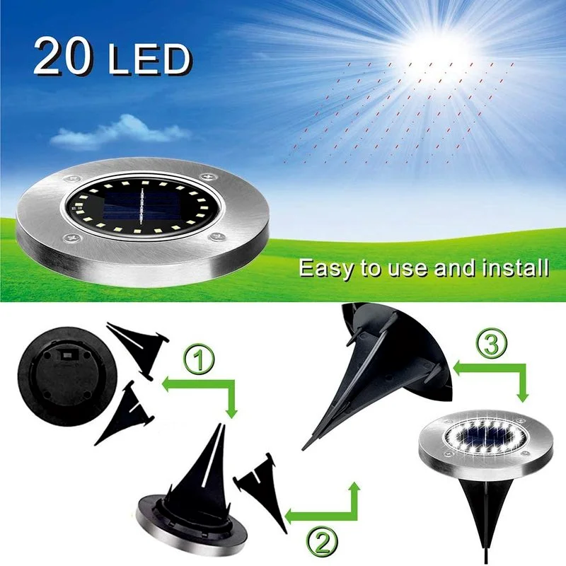 

Solar Lawn Lamp 4/20 LED Solar Power Buried Light Under Ground Lamp Outdoor Path Way Garden Decking Street Light Garden Lights
