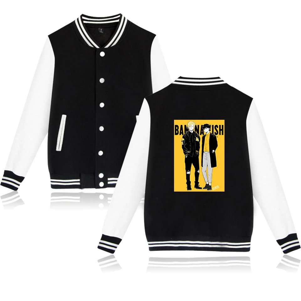 

Banana fish Jacket Fashion Logo Anime Print Baseball uniform Jackets Sweatshirt Coat Casual Men/Women Hip Hop Jacket