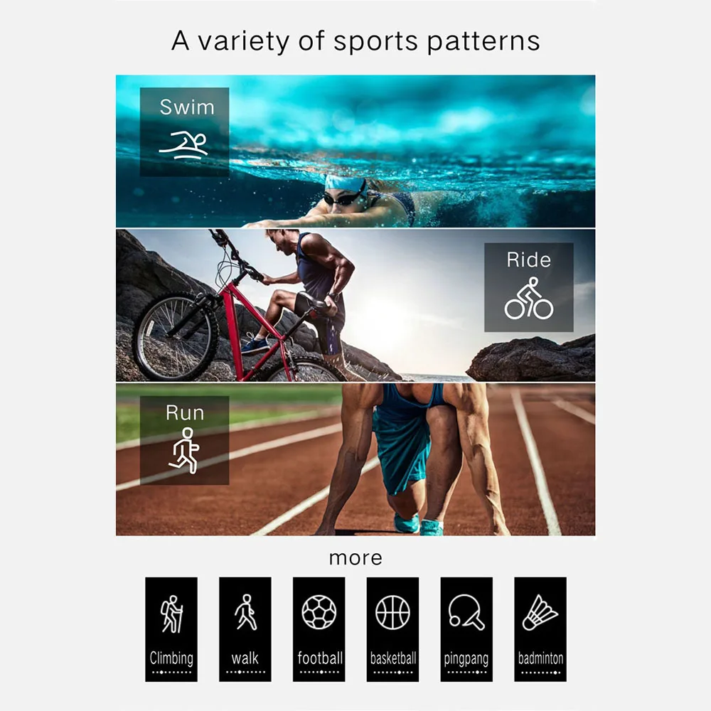 Смарт браслет Фитнес трекер Шагомер монитор сердечного ритма в режиме реального