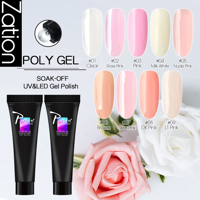 Zation быстрое строительство жесткий гель Лаки накладные ногти поли художественный