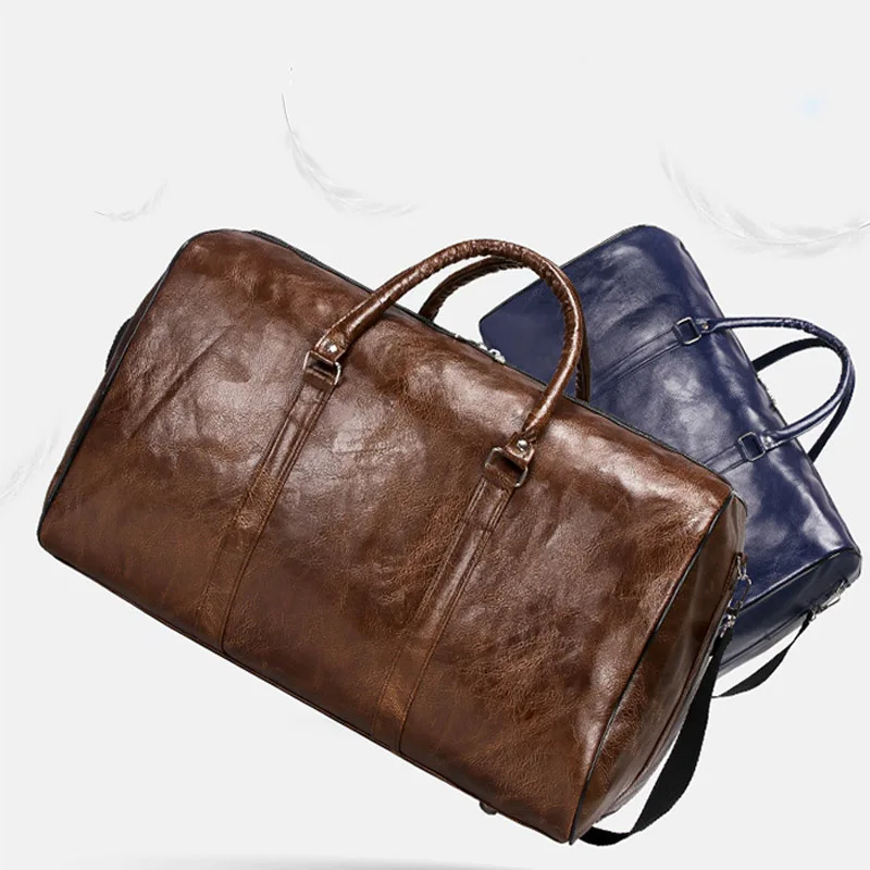 Fashion Men Travel Bag Luggage Bags Shoulder Bag Large Capacity PU Leather Portable Business Handbag Crossbody Casual Men's Bags