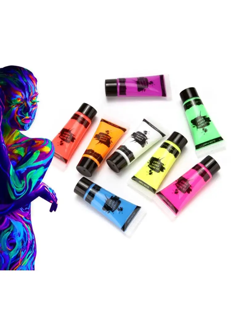8 цветов флуоресцентная краска для лица Краска пигмент макияжа инструмент