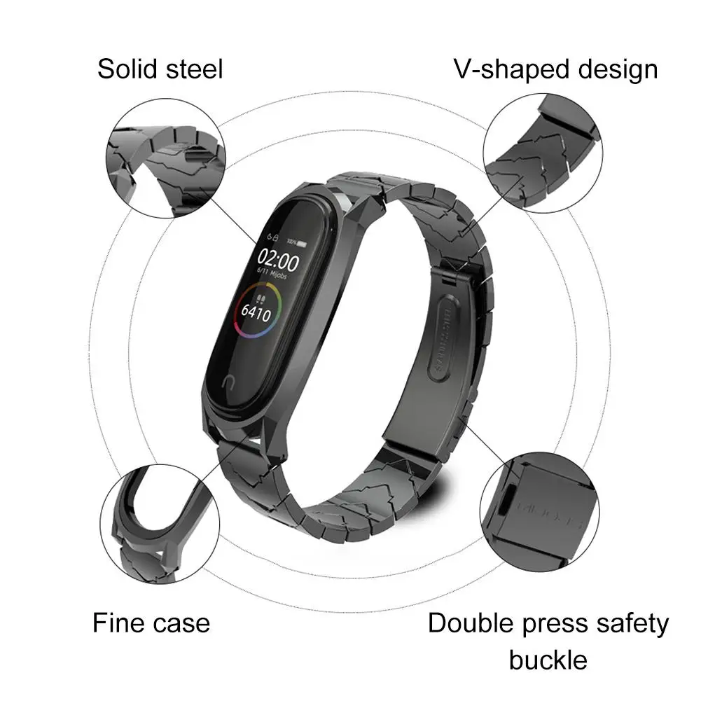 Металлический ремешок из нержавеющей стали для Mi Band 3 4 роскошный браслет World NFC |