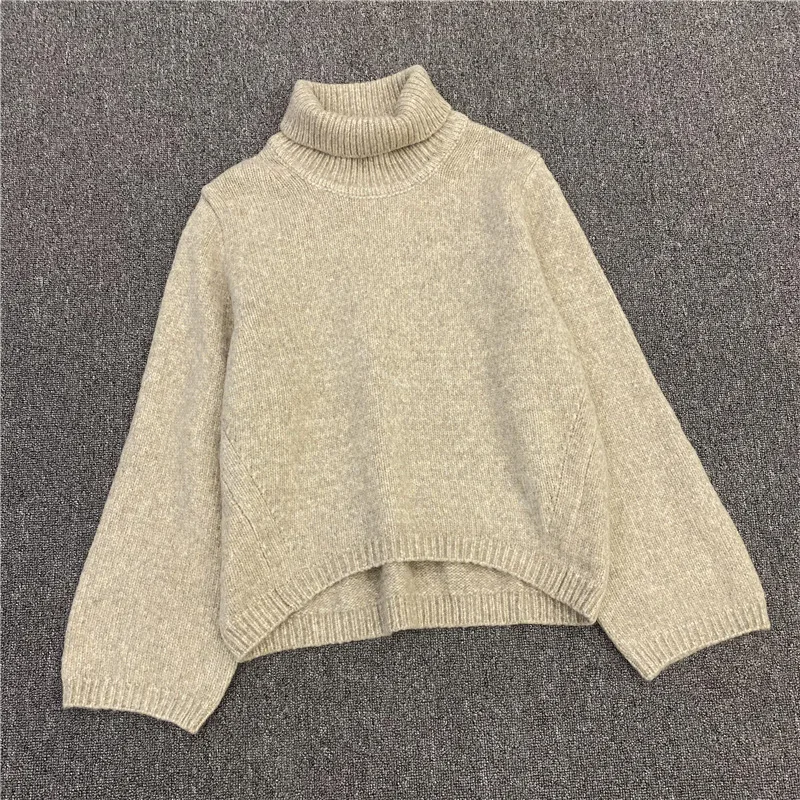 

Women Sweater 2021 Autumn and Winter New Pile Neck Sweater Women Loose Profile Sweater