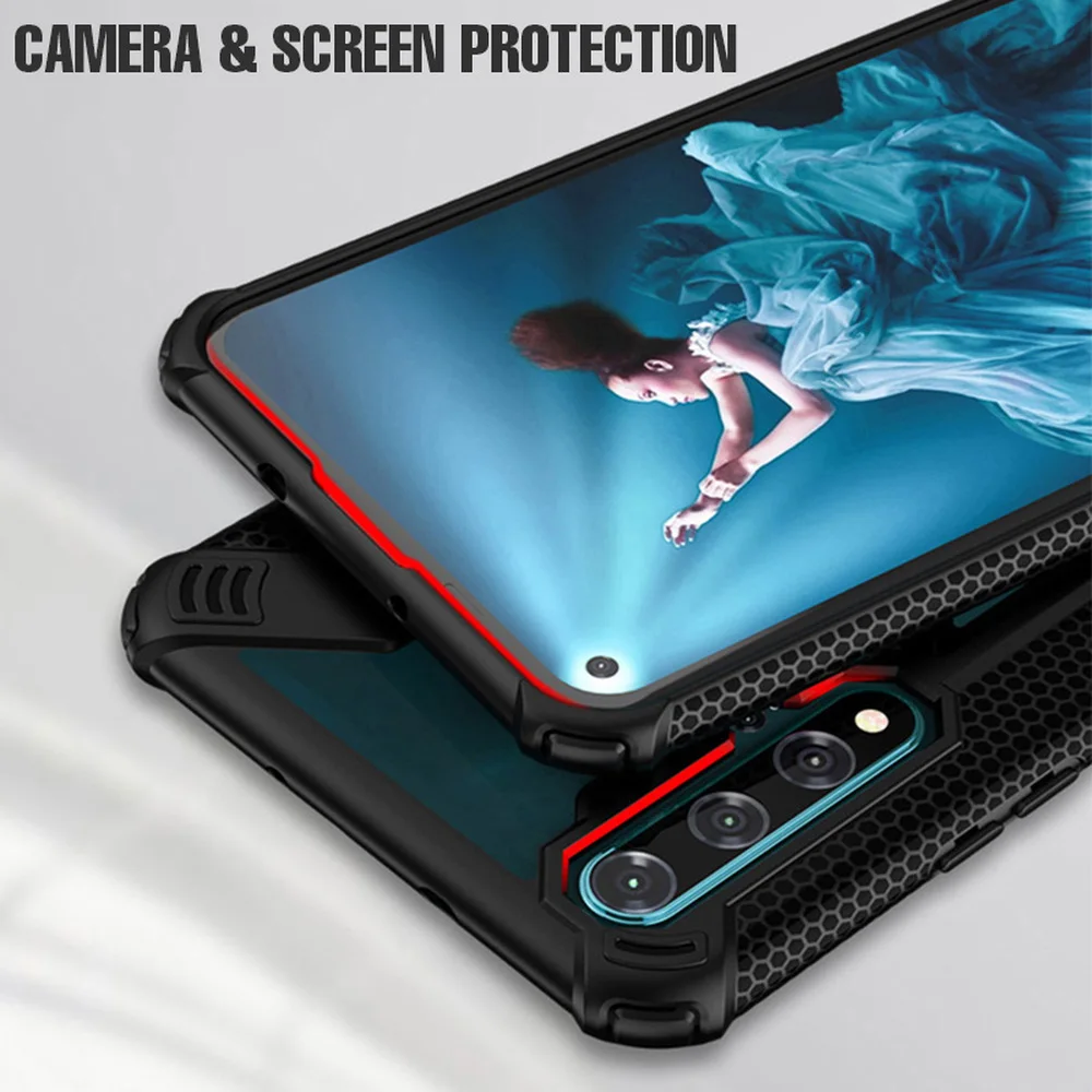 

Honor 20 30 Pro Case Holder Ring Case on For Huawei Honor 8x 10 20 lite 10i 20i P smart 2019 Transparent Shockproof armor Cover
