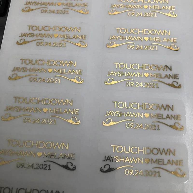 100 персонализированные свадебные этикетки с пузырьками фольгированные