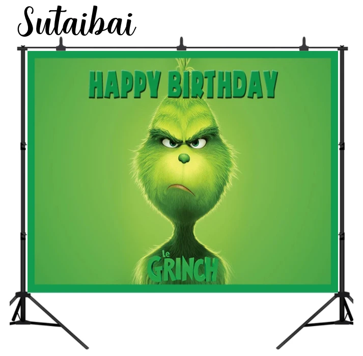 

Green Grinch Photography Backgrounds Merry Christmas Birthday Party Backdrop for Photo Studio Custom Photocall