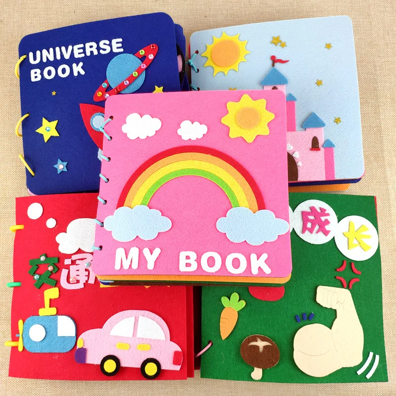 

Montessori Rainbow Baby Cloth Book ractice Hand Early Learning Education Quiet Book Color Cognition Felt Book Toy Homemade Books