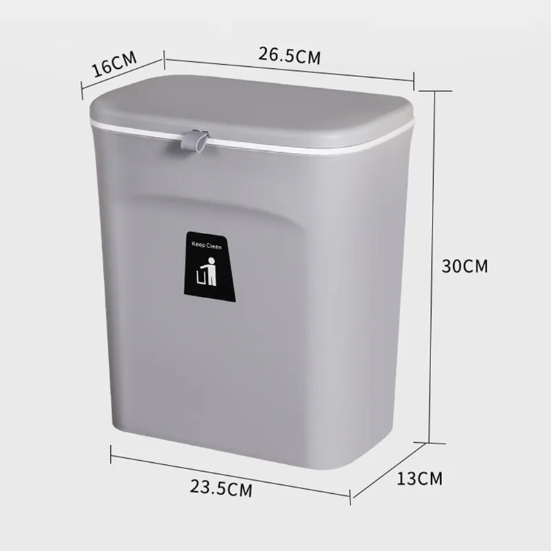 

Kitchen Cabinet Door Hanging Type Household Kitchen Trash Can With Lid Easy Clean Trash Can Sink Wall-mounted Counter Trash Can