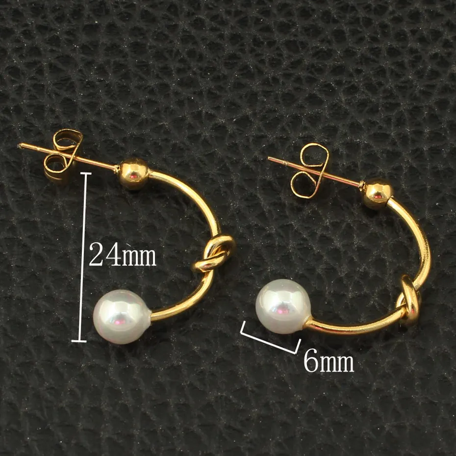 Newest Gold Color Fashion Stainless Steel Jewelry Simple Earrings Personality For Woman And Girl 2 Styles EBJZAIBB | Украшения и