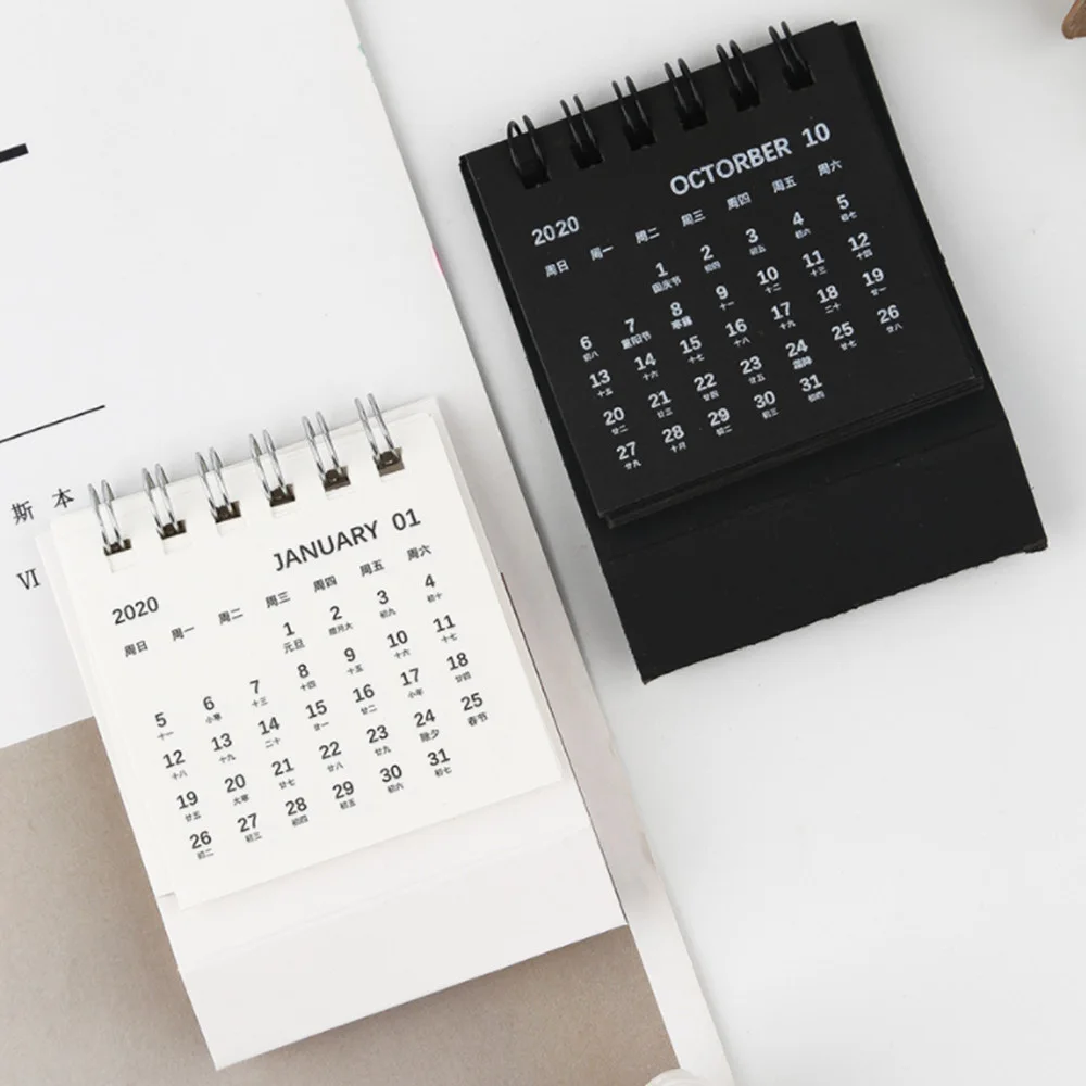 2020 Simple Calendar Mini Paper Desktop Item Dual Daily Scheduler Planner Yearly Agenda Organizer Office Stationery | Канцтовары для