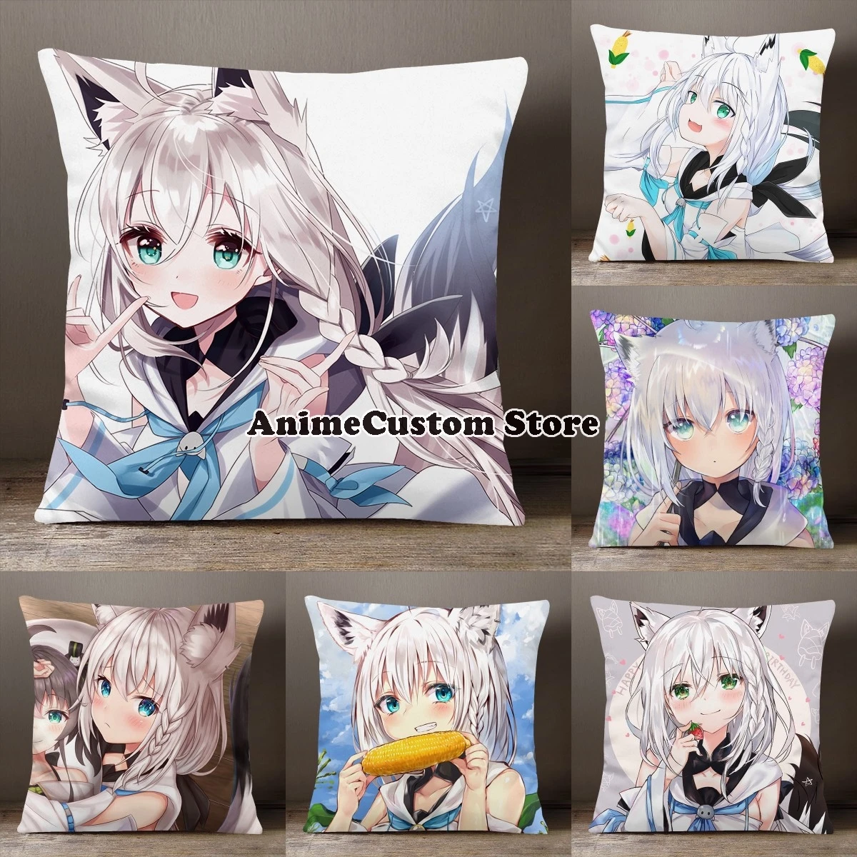 Игрушка Hololive YouTuber Shirakami Fubuki Fubuking мультяшная квадратная Подушка Siesta Dakimakura
