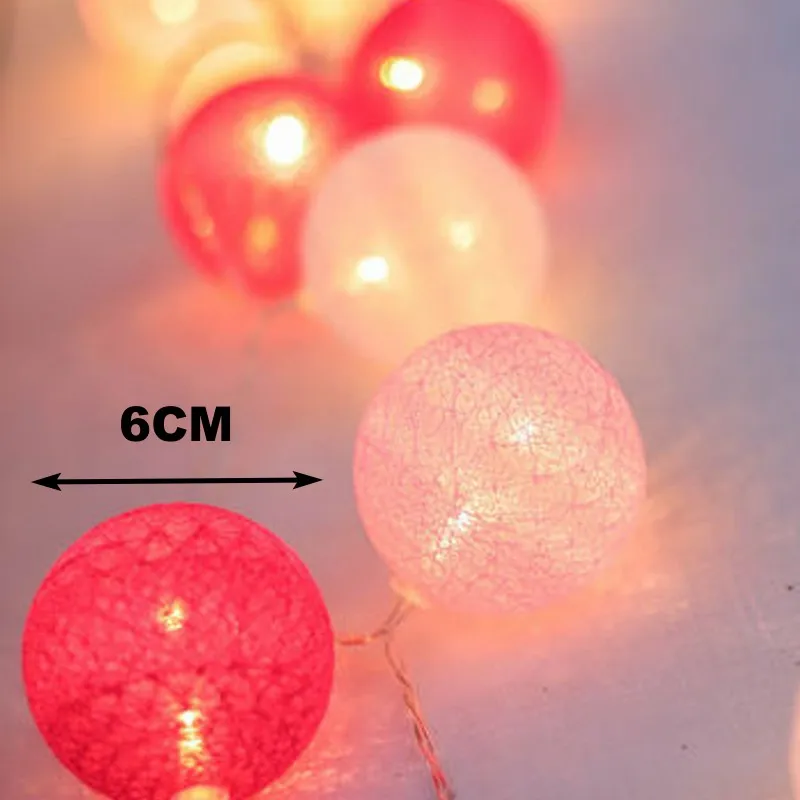 20 светодиодов гирлянда с хлопковым шаром светильник USB и батареей сказочный