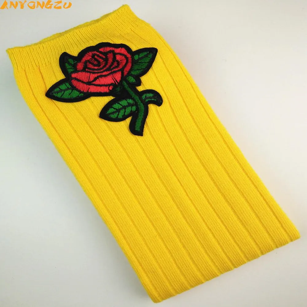 

Anyongzu Girls New Bone Double Needle Combed Cotton Embroidery Rose Children Stockings 40cm