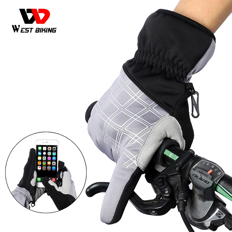 

Зимние перчатки WEST BIKING, теплые ветрозащитные велосипедные перчатки с закрытыми пальцами, водонепроницаемые перчатки для сенсорных экранов...