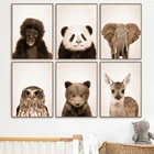 Горилла, слон, панда, медведь, олень, Детская настенная живопись, холст, скандинавские постеры и принты, настенные фотографии, декор для детской комнаты