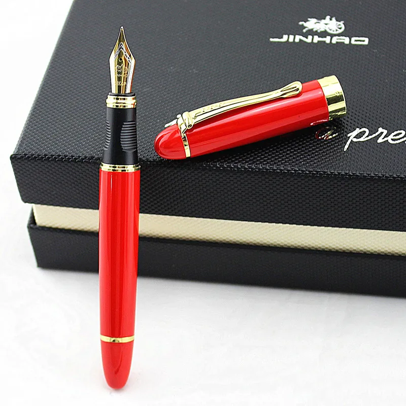 Роскошная сталь Jinhao 450 красная золотая отделка Средний Перо гладкая