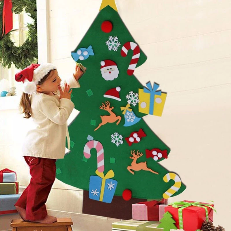 

DIY Felt Christmas Tree Merry Christmas Decorations For Home 2021 Ornament Xmas Navidad Gifts Santa Claus New Year Tree For Kids